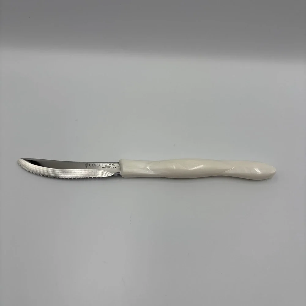 Cutco 1759 Table Knife Pearl White Handle Serrated Steak Knife Made In USA